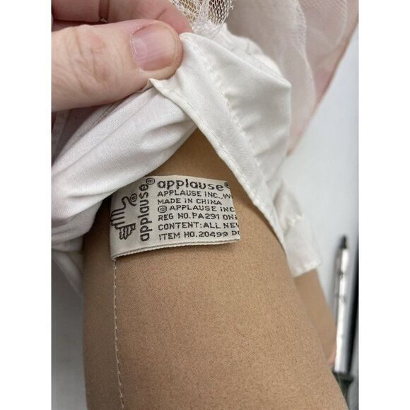 Vintage Applause Dolly Bunny Fabric Plush Doll Pink Dress Tulle Bonnet Easter - Picture 10 of 15